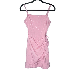 Cotton:On sundress pink w/white polka-dots faux wrap Women’s size medium | ee1